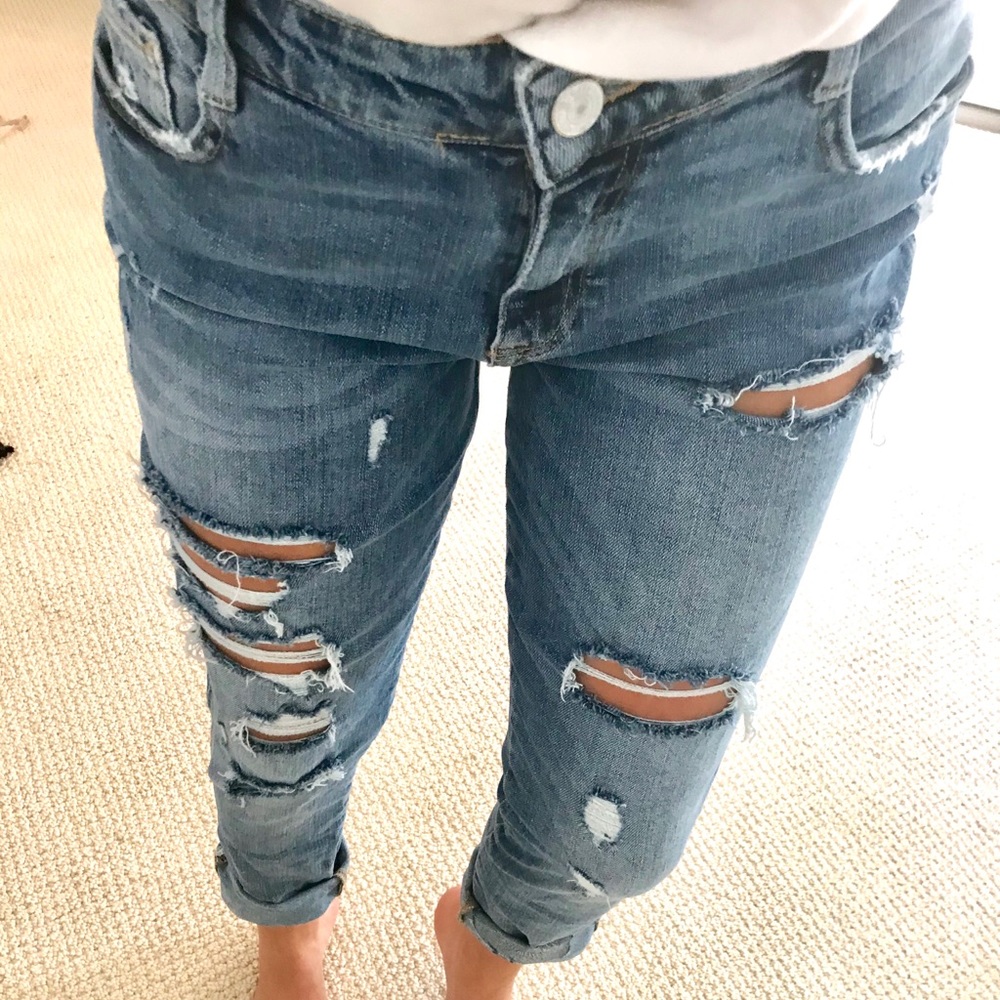 Ripped Blue Boyfriend Jeans